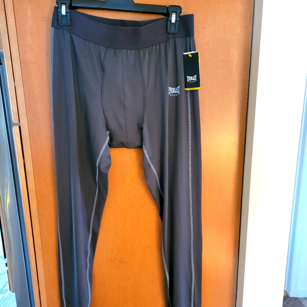Men's Everlast Sport Spandex Thermal Tights Compression Pants Gray